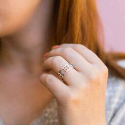 Rose Gold Name Ring For Women Adjustable