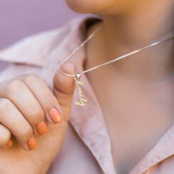 Sterling Silver Script Vertical Name Necklace