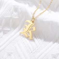 14k Gold Old English Initial Necklace