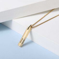 3D Bar Name Necklace Gold with 4 Names