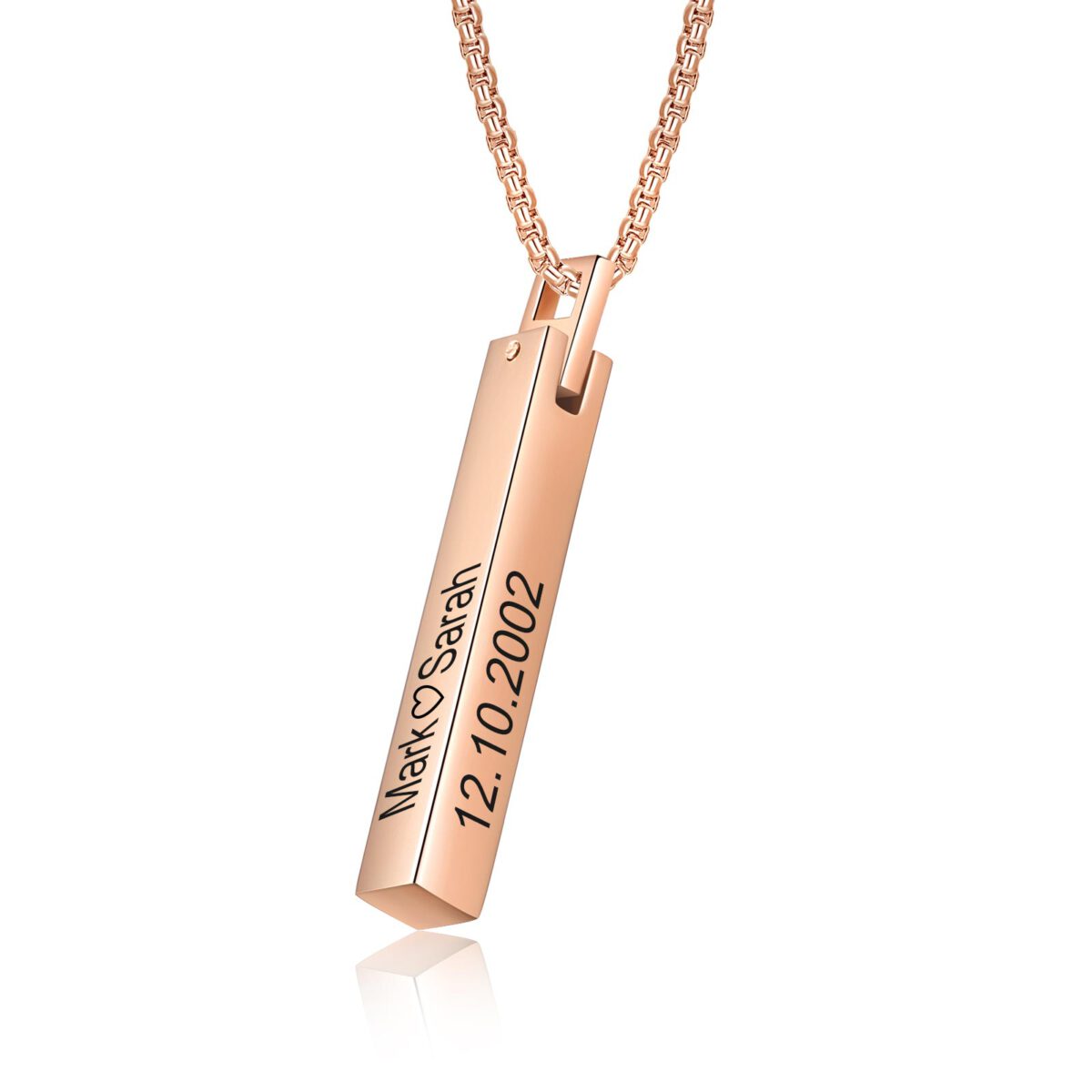 Rose Gold 3D Bar Necklace