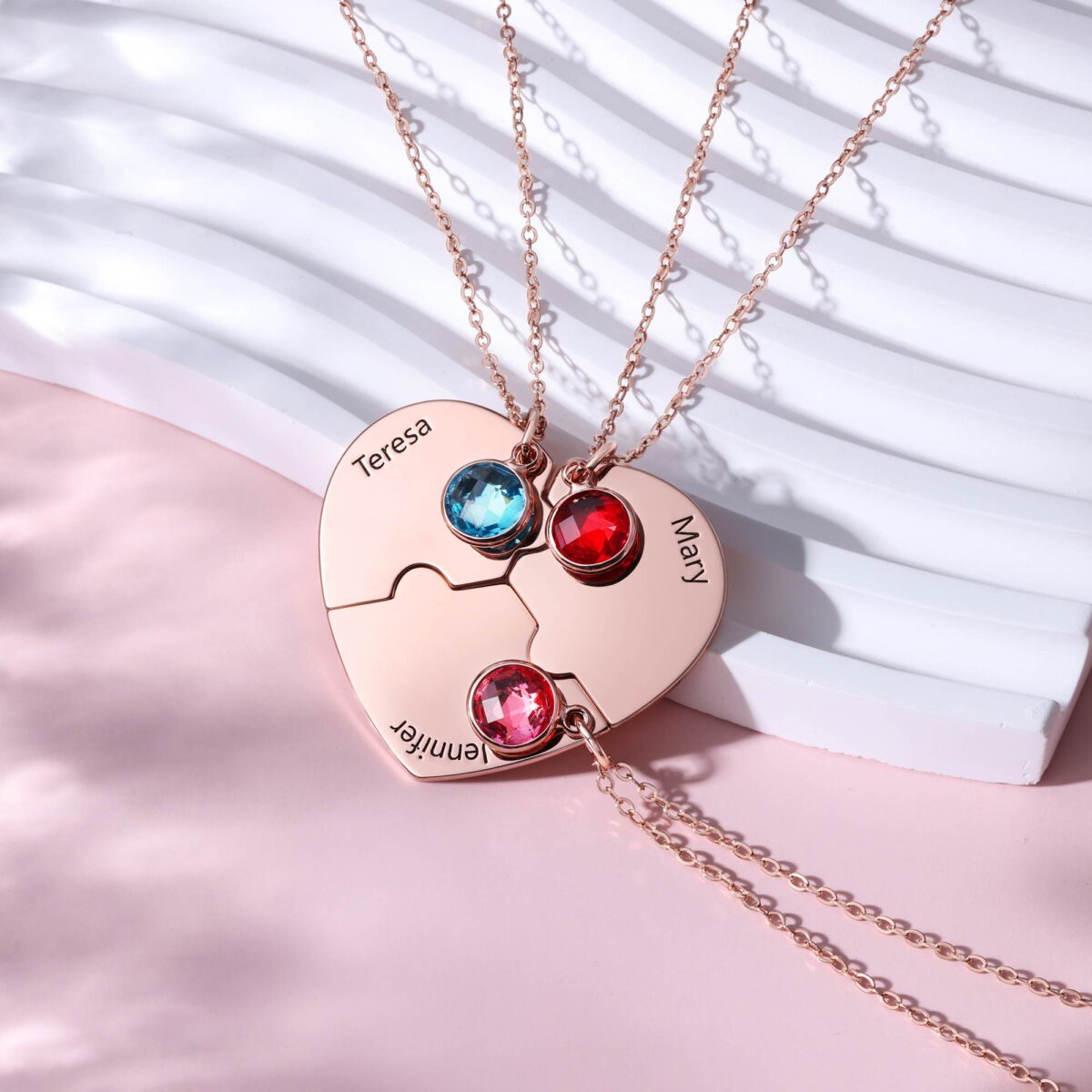 3 Way Friendship Necklace Rose Gold