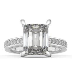 4 Carat Emerald Cut Moissanite Ring Sterling Silver