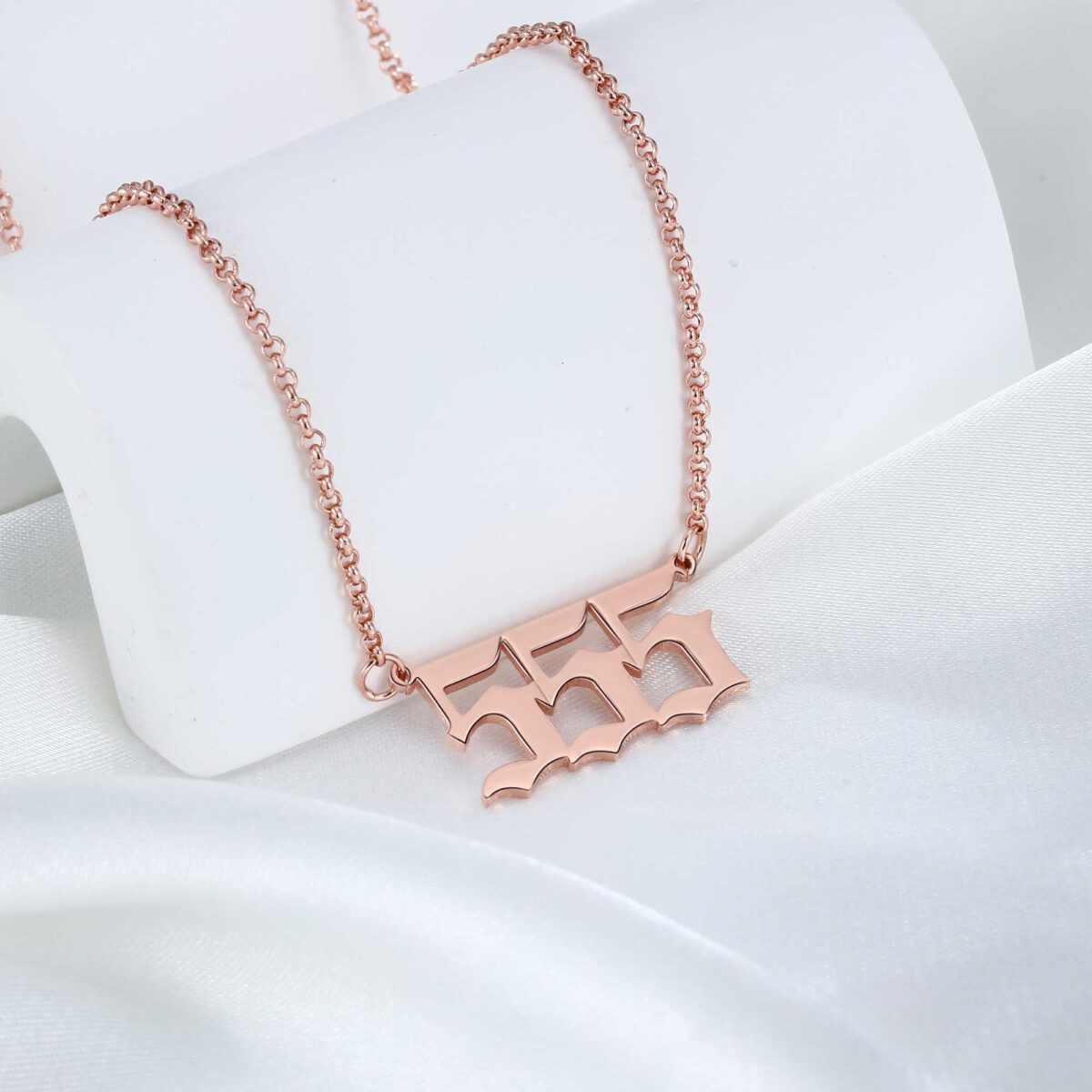 555 Angle Number Necklace Rose Gold