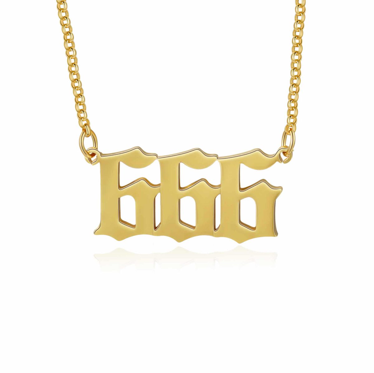 666 Angle Number Necklace Gold