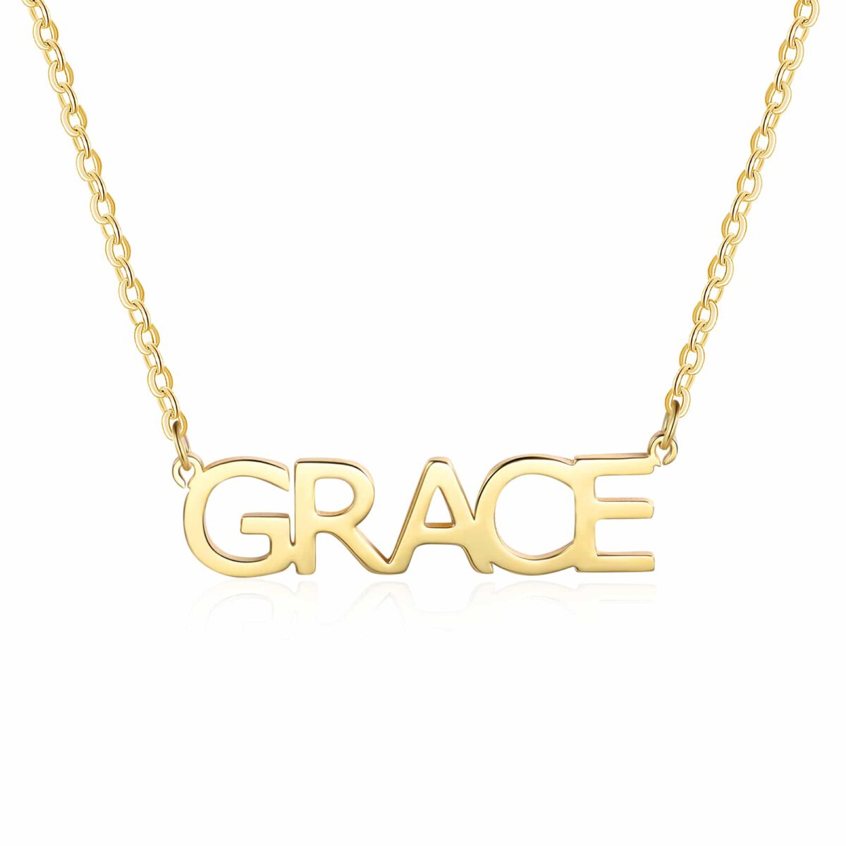 Gold Block Name Necklace