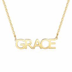 Gold Block Name Necklace