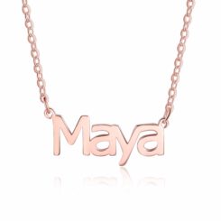 Rose Gold Block Name Necklace