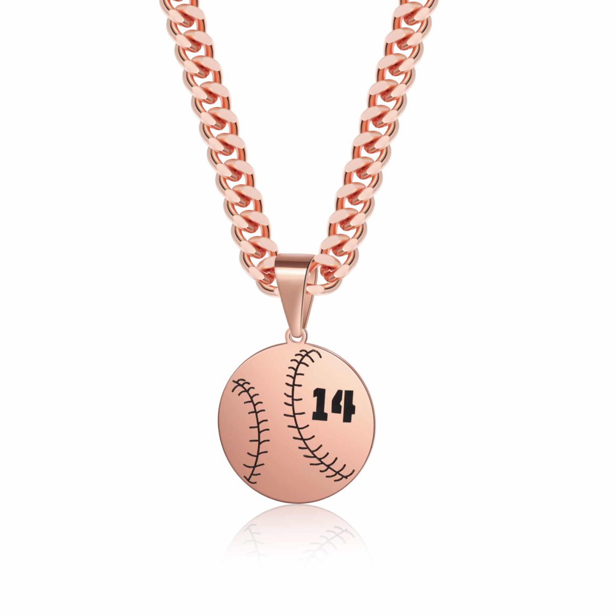 Baseball Number Chain Rose Gold