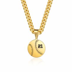 Baseball Number Necklace Gold