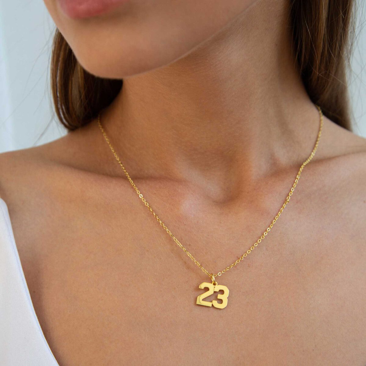 Baseball Number Necklace Gold