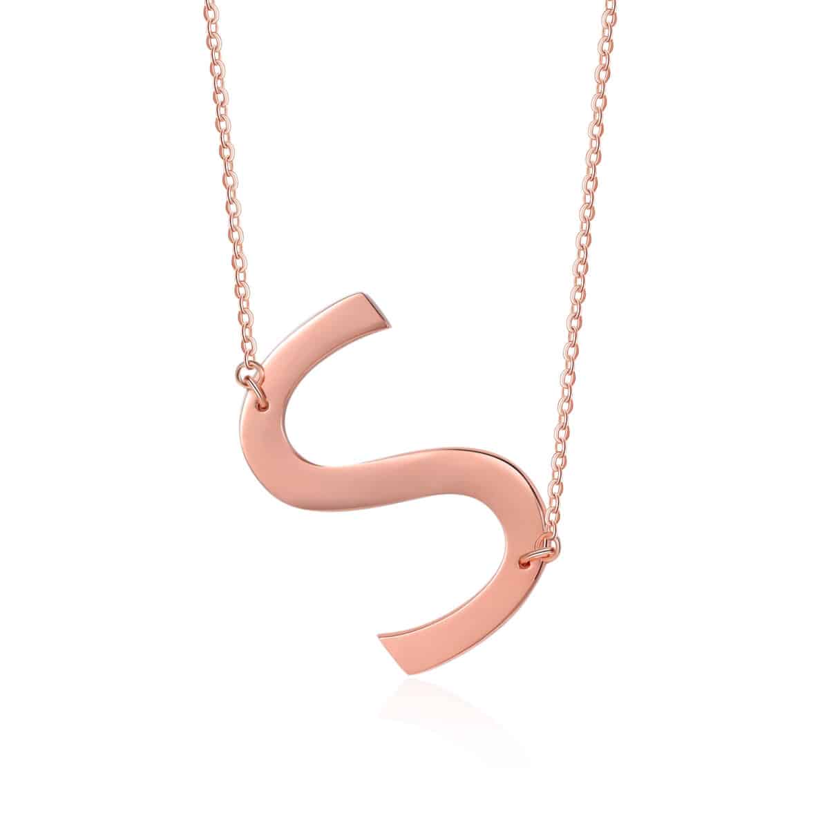 Big Rose Gold Initial Necklace