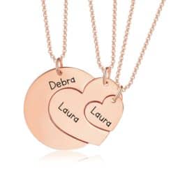 Big Sis Middle Sis Little Sis Necklace Rose Gold Set