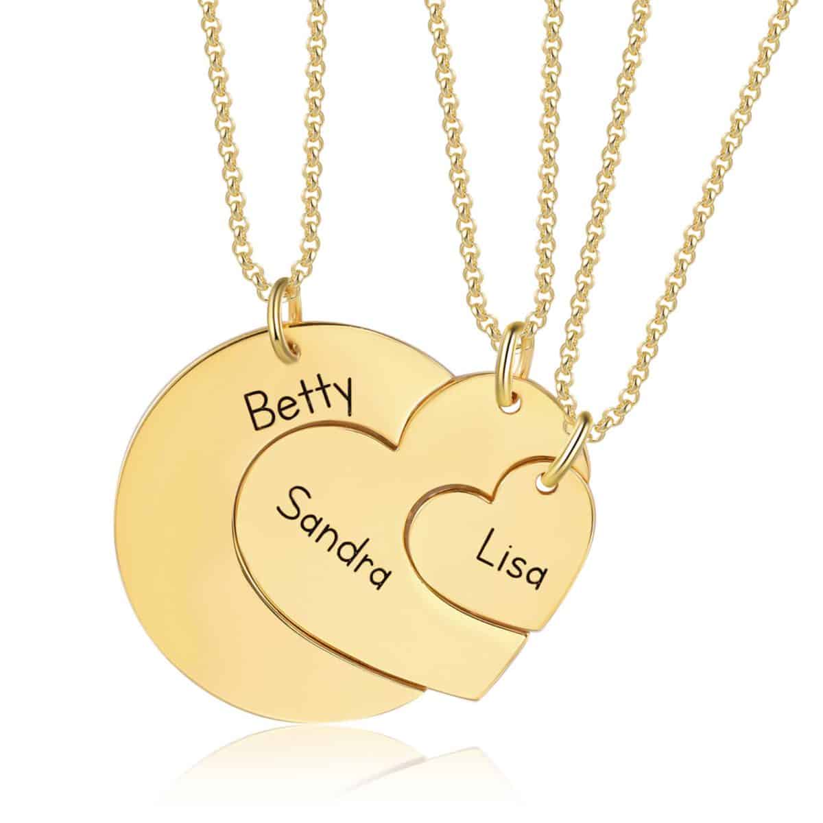 Big Sis Middle Sis Little Sis Necklace Set Gold