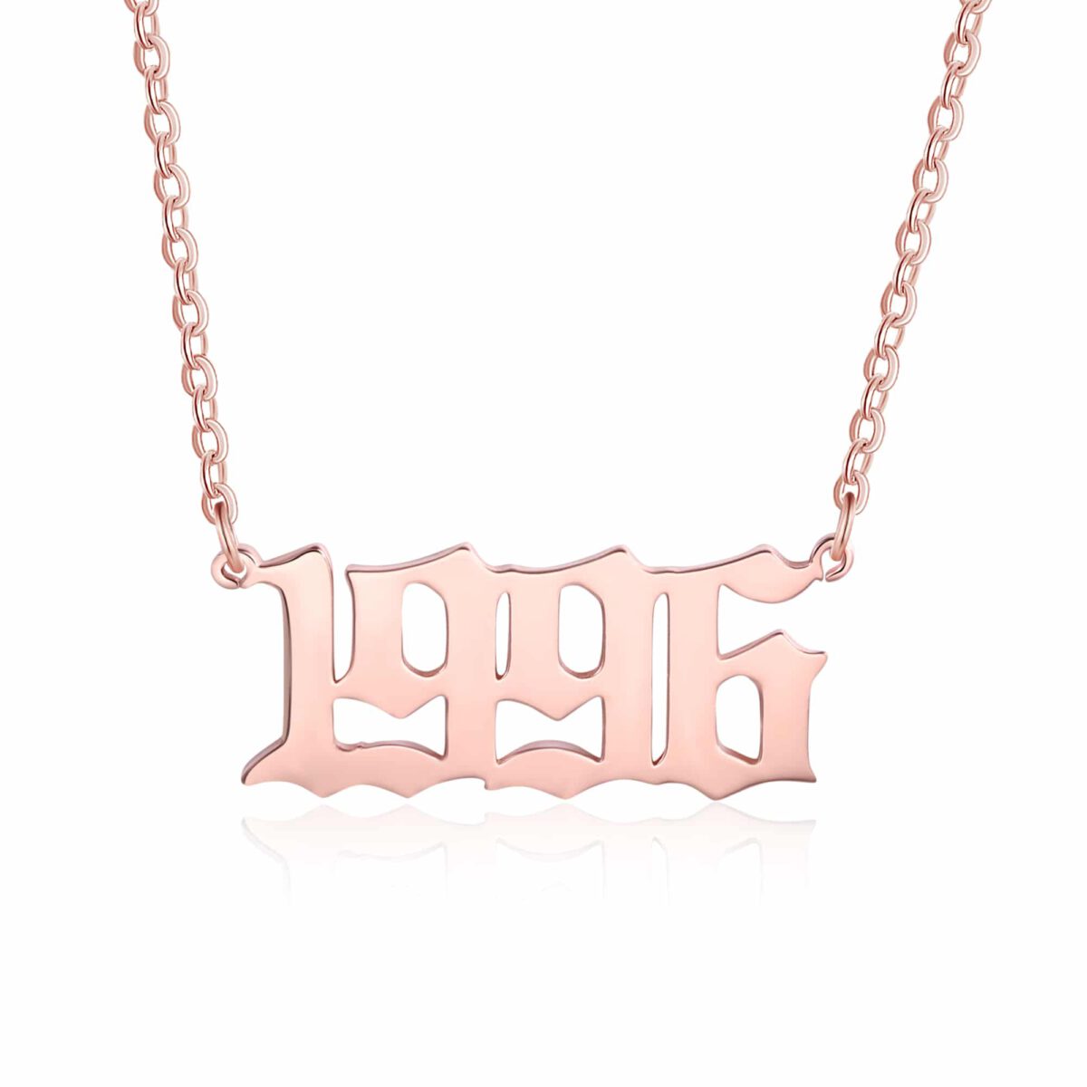 Birth Year Necklace Rose Gold Number Pendant