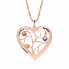 Birthstone Heart Necklace Rose Gold