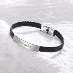 Black Leather Bracelet For Men