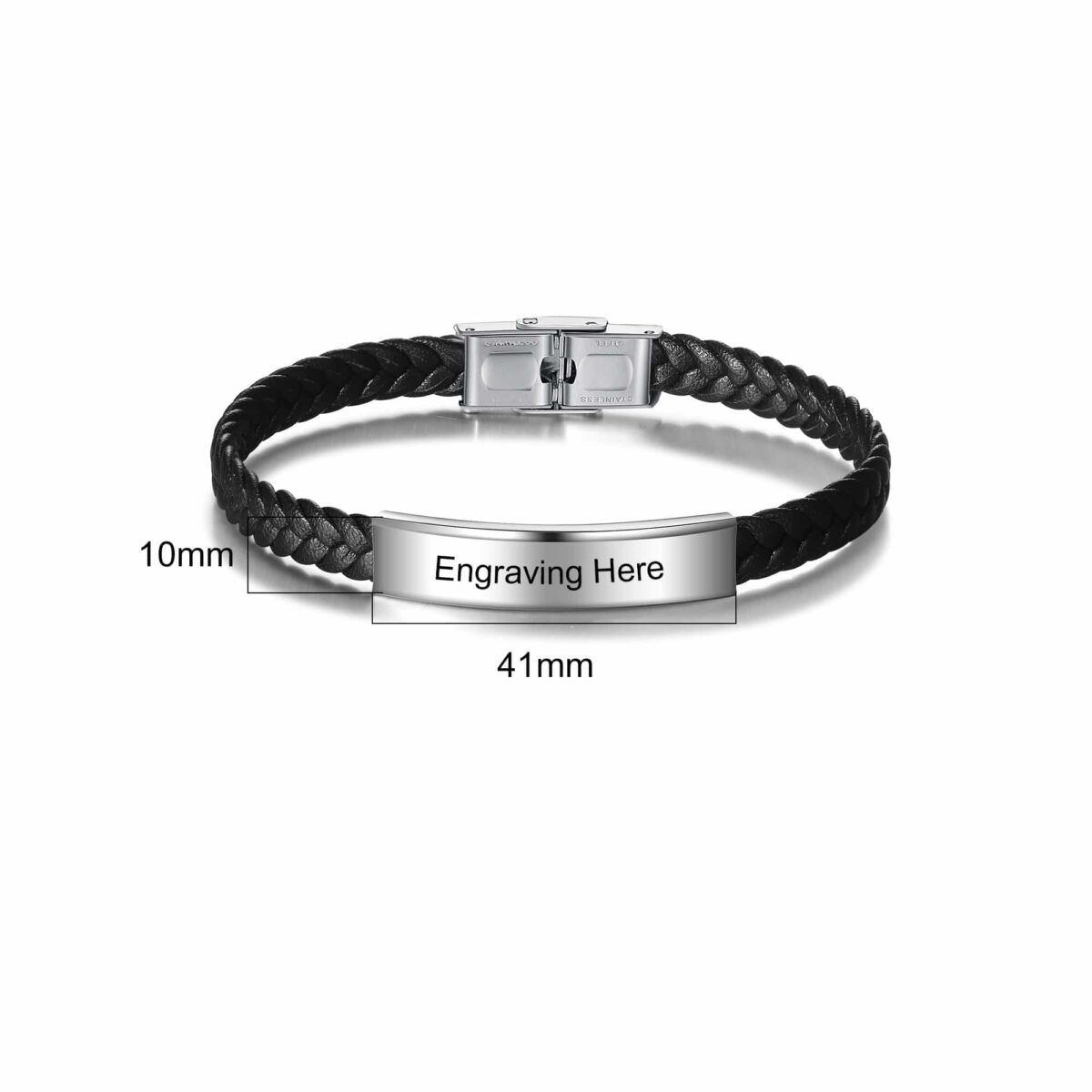 Black Leather Bracelet For Men Size Material