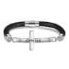 Black Leather Cross Bracelet