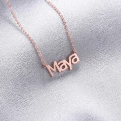 Block Name Necklace Rose Gold