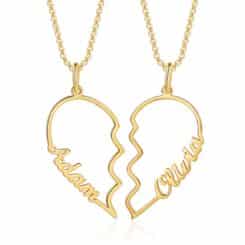 Broken Heart Pendant Gold Personalized