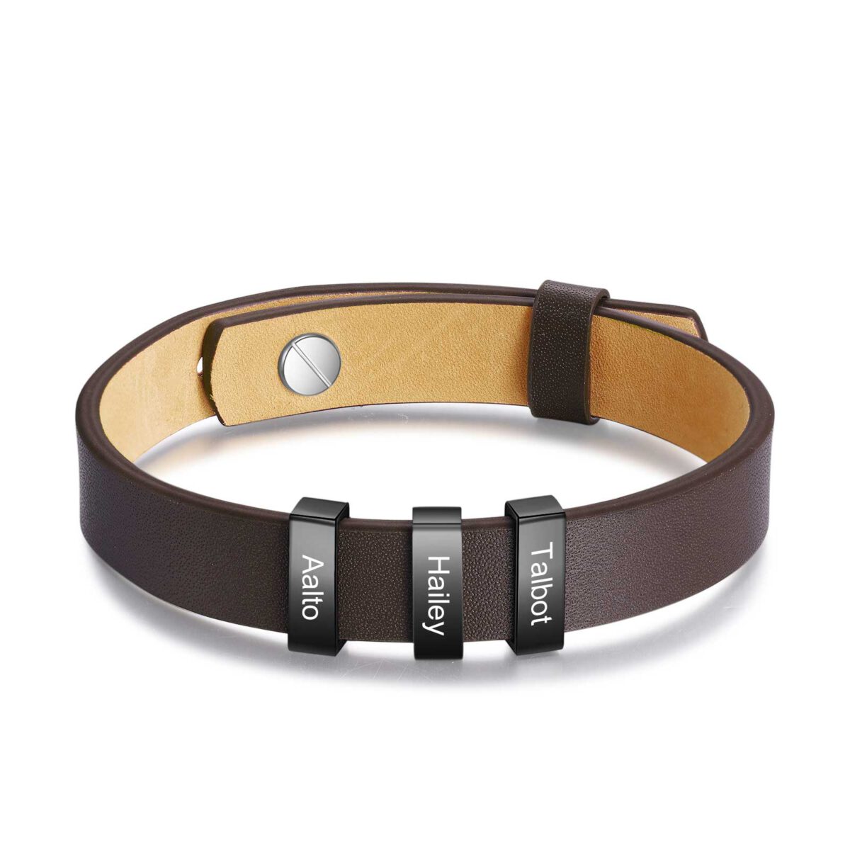 Brown Leather Bracelet Engraved Bracelets For Men