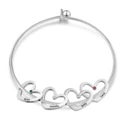 Charms Bracelet for Mom with Birthstones Silver