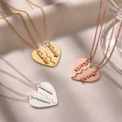 Couple Heart Necklace Set Of 2