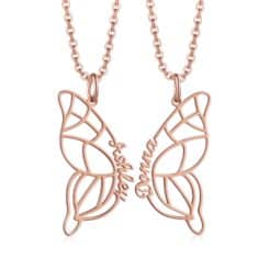 Couple Necklace Two Names Rose Gold