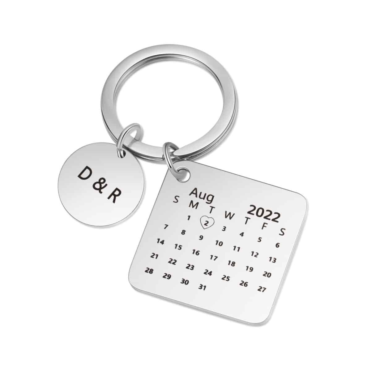 Custom Date Keychain Silver