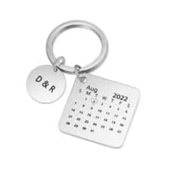 Custom Date Keychain Silver