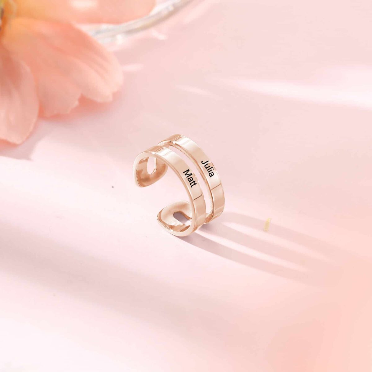 Double Name Ring Rose Gold