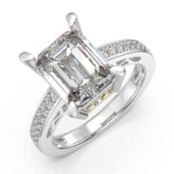 Emerald Cut Moissanite Ring Sterling Silver