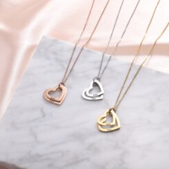 Engrave Mother Necklace With Two Hearts