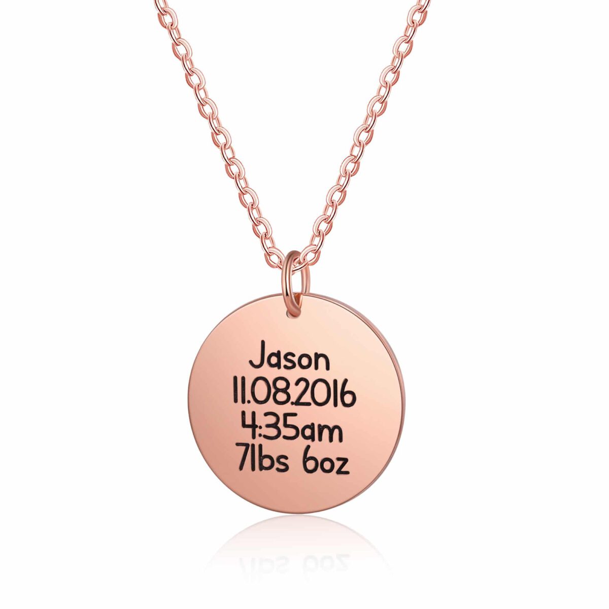 Engraved Circle Necklace Rose Gold