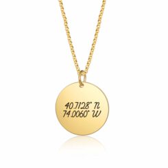 Engraved Disc Necklace Gold