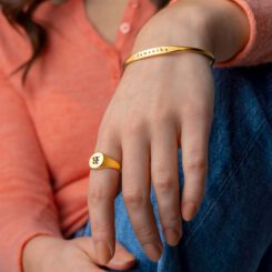 Engraved Gold Ring and Bracelet