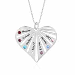 Engraved Grandma Necklace With Grandkids Birthstones