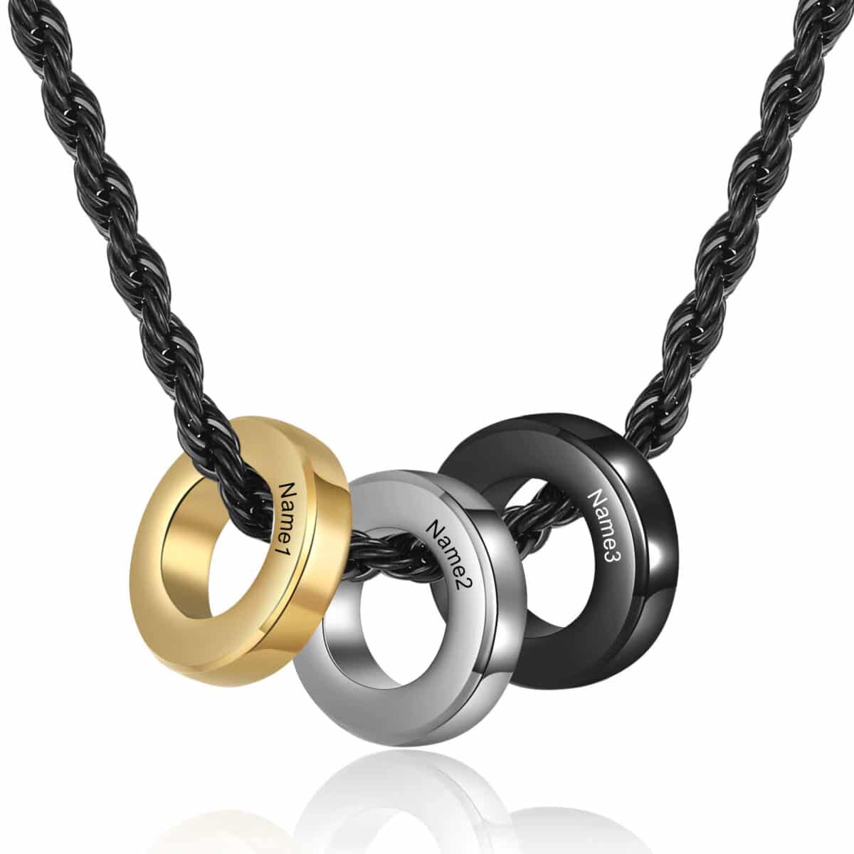 Engraved Necklace Charms For Guys Black