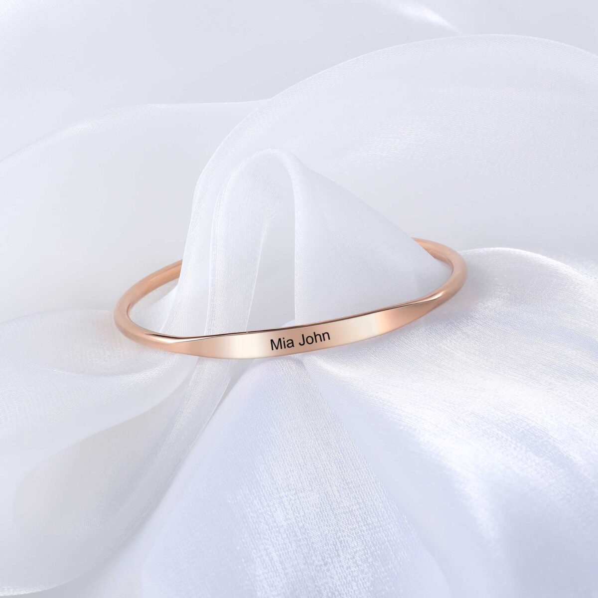 Engraved Rose Gold Cuff Bracelet Personalized Gift