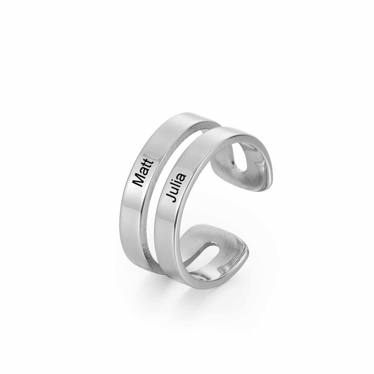 Engraved Two Name Ring