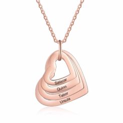 Family Heart Name Necklace For Grandma Rose Gold