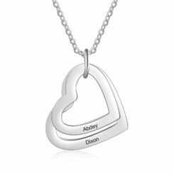 Family Heart Name Necklace For Mom Silver