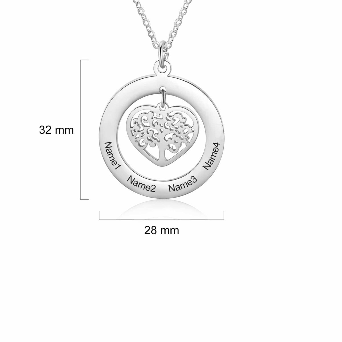 Family Tree Pendant Necklace Size Materials