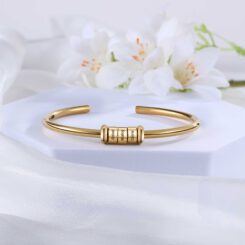 Gold Bead Bracelet For Women With Kids Names