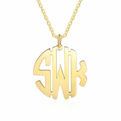 Gold Block Letter Monogram Necklace