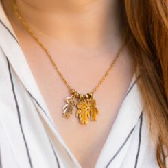 Gold Boy And Girl Kids Charm Necklace