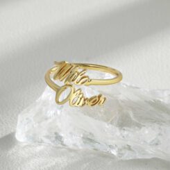 Gold Couple Name Ring