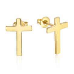 Gold Cross Stud Earrings