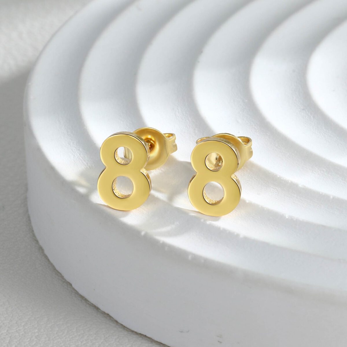 Gold Custom Number Earrings 8